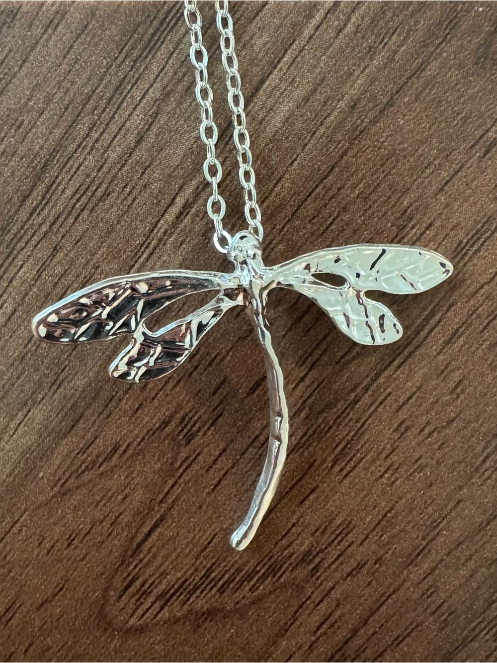 Silver Dragonfly Pendant Necklace - Elegant Women's Jewelry